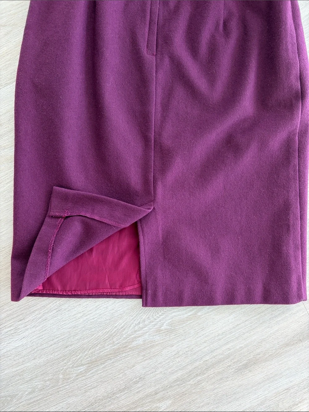 Michele Vintage 90s Wool Pencil Skirt Women’s 10 Purple Midi Lined 100% Wool